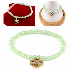 3721f Bransoletka błyszcząca szklane kryształki stal chirurgiczna na gumce jubilerskiej