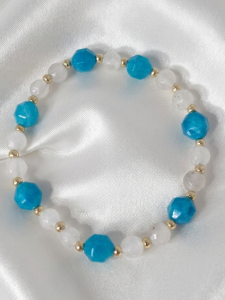 1175c Bransoletka kamień naturalny kryształ górski, dolomit na gumce jubilerskiej