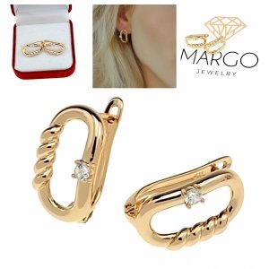 3731L Złote kolczyki pozłacane cyrkonie 18k Xuping wiszące 