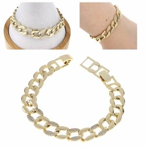 533 Bransoletka złota elegancka 19cm cyrkonie pozłacana 14k Viki Lady
