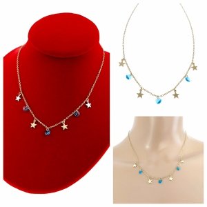 1327 Złoty łańcuszek Austrian Crystal 42+5 naszyjnik pozłacany 14K Xuping gwiazdki