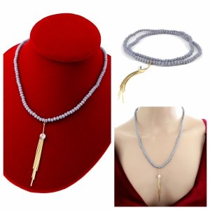 2320j Naszyjnik błyszczący szklane kryształki na gumce jubilerskiej łańcuszek 