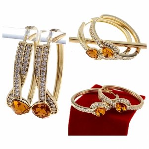 1825 Kolczyki złote pozłacane Austrian Crystal wiszące 14K cyrkonie Xuping 