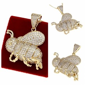 3127 Złota zawieszka cyrkonie błyszcząca pozłacana 14k Xuping pszczoła