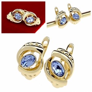 3884 Kolczyki złote pozłacane wiszące 14K Xuping cyrkonie