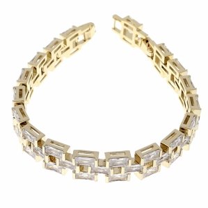 1600a Bransoletka elegancka złota 16,5+2cm pozłacana 14k cyrkonie 