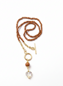 477 Naszyjnik piasek pustyni kamień naturalny 45cm stal chirurgiczna nierdzewna naszyjnik