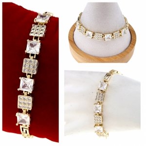 878 Bransoletka elegancka złota 16,5+2cm pozłacana 14k