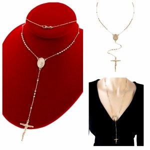 1210 Złoty łańcuszek 60cm naszyjnik pozłacany 18K Xuping krawatka krzyżyk medalik