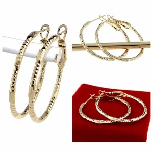 1515 Kolczyki złote pozłacane wiszące 14K Xuping koła 3cm