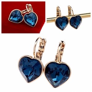 2006 Kolczyki złote Austrian Crystal cyrkonia pozłacane 18k Xuping wiszące serce 