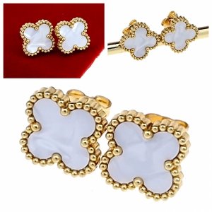 4189 Kolczyki złote stal chirurgiczna 316L celebrytki koniczyna marokańska wtyczki 