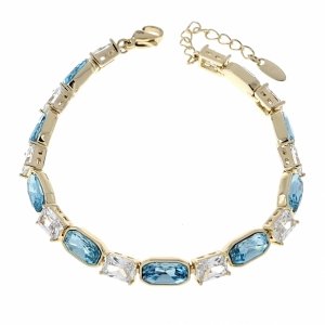 088 Bransoletka elegancka złota 17+3cm pozłacana 14k cyrkonie Austrian Crystal