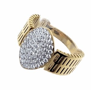 1202k Pierścionek złoty stal chirurgiczna nierdzewna 316L cyrkonie 