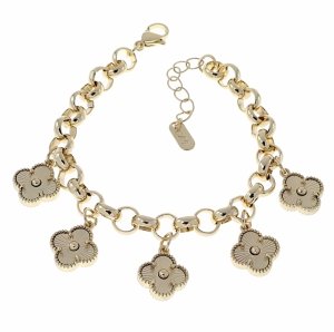 4115 Bransoletka elegancka złota 16+3cm pozłacana 14k koniczyna marokańska