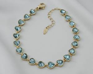 4093 Bransoletka elegancka złota 17+3cm pozłacana 14k cyrkonie Austrian Crystal