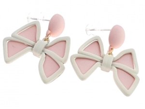 533g Kolczyki lato neon wiszące kokardki