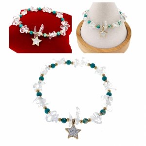 2022i Bransoletka kryształ górski kamień na gumce jubilerskiej gwiazda