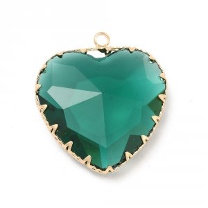 4528a Zawieszka szklana serce fasetowane