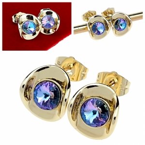 960 Kolczyki złote Austrian Crystal cyrkonia pozłacane 14k Xuping wtyczki 