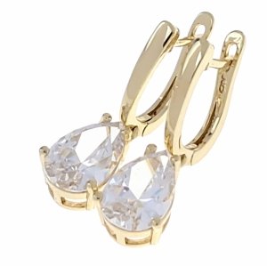 0721 Kolczyki złote pozłacane wiszące 14K cyrkonie Viki Lady 