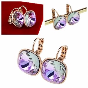 3740 Kolczyki złote Austrian Crystal cyrkonia pozłacane 18k Xuping wiszące 