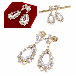 3736c Kolczyki złote pozłacane cyrkonie wiszące 14K Xuping kryształki