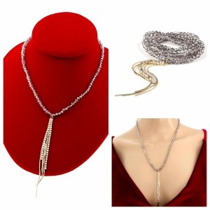 3639 Naszyjnik błyszczący szklane kryształki na gumce jubilerskiej łańcuszek 