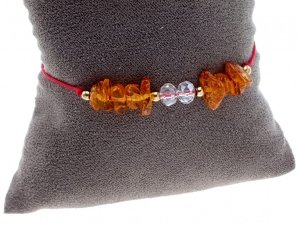 1737L Bransoletka bursztyn szlifowany kamień stal chirurgiczna sznurek 30cm kamień