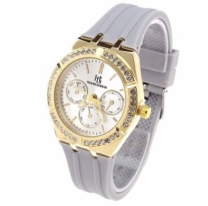 1645 Ekskluzywny damski złoty zegarek błyszczący cyrkonie klasyk silikonowy pasek 