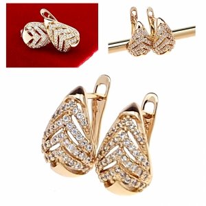 341b Kolczyki złote cyrkonia pozłacane 18k Xuping wiszące 