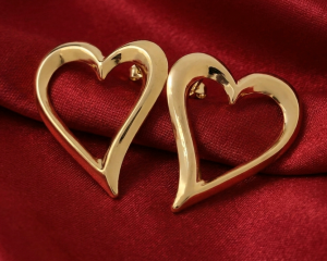 1865 Kolczyki złote stal chirurgiczna 316L wtyczki stal nierdzewna serce 