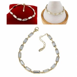 3346a Bransoletka elegancka Austrian Crystal złota cyrkonie 17+3 pozłacana 14k Xuping 
