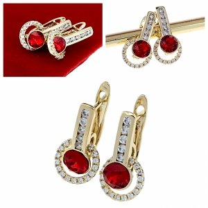 1756 Kolczyki złote pozłacane cyrkonie wiszące 14K Xuping Austrian Crystal