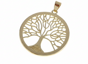 4438 Złota zawieszka błyszcząca pozłacana 14k drzewko szczęścia