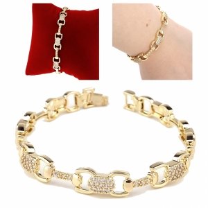 295 Bransoletka złota elegancka 18cm cyrkonie pozłacana 14k Viki Lady