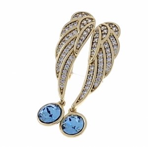 3354 Kolczyki złote pozłacane wiszące 14K cyrkonie Austrian Crystal