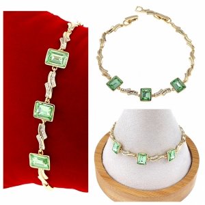 4632 Bransoletka elegancka Austrian Crystal złota cyrkonie 19,5cm pozłacana 14k Xuping 