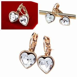 4822 Kolczyki złote Austrian Crystal cyrkonia pozłacane 18k Xuping wiszące serce 