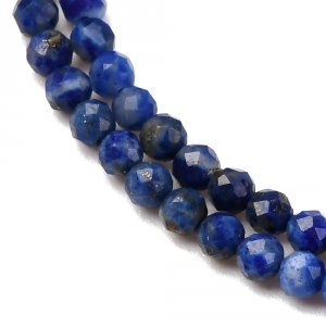 1928b Naturalne koraliki lapis lazuli, okrągłe, fasetowane, 2 mm, otwór: 0,5 mm, około 197szt./sznur 