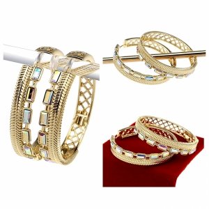 963 Kolczyki złote pozłacane Austrian Crystal wiszące 14K cyrkonie Xuping 