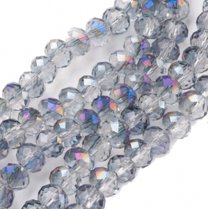 2042 Szklane koraliki fasetowane poświata AB pasma do wyrobu biżuterii 6x5mm 42cm