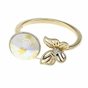 1932a Pierścionek złoty pozłacany 14k cyrkonie Austrian Crystal regulowany