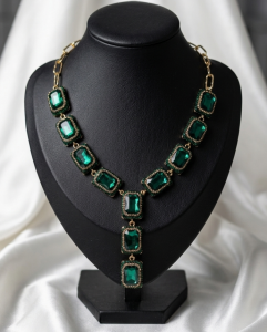 045 Naszyjnik biżuteria królewska 46+5cm pozłacany 14k