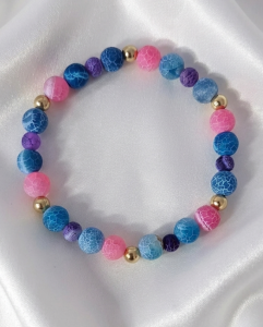 3722j Bransoletka kamień naturalny agat na gumce jubilerskiej