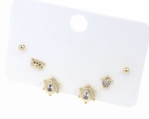 3903 Komplet zestaw kolczyki złote pozłacane 14K cyrkonie