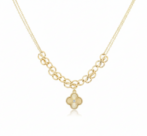 642b Złoty łańcuszek naszyjnik 40+5cm pozłacany 14k koniczyna marokańska