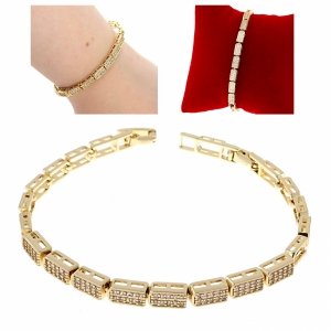 2578 Bransoletka złota elegancka 19cm cyrkonie pozłacana 14k Viki Lady
