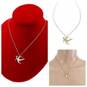 3960 Złoty łańcuszek 41+5 naszyjnik pozłacany 14K jaskółka kryształi