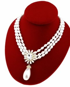 3857 Złoty łańcuszek naszyjnik 46+5 stal chirurgiczna 316L perełki